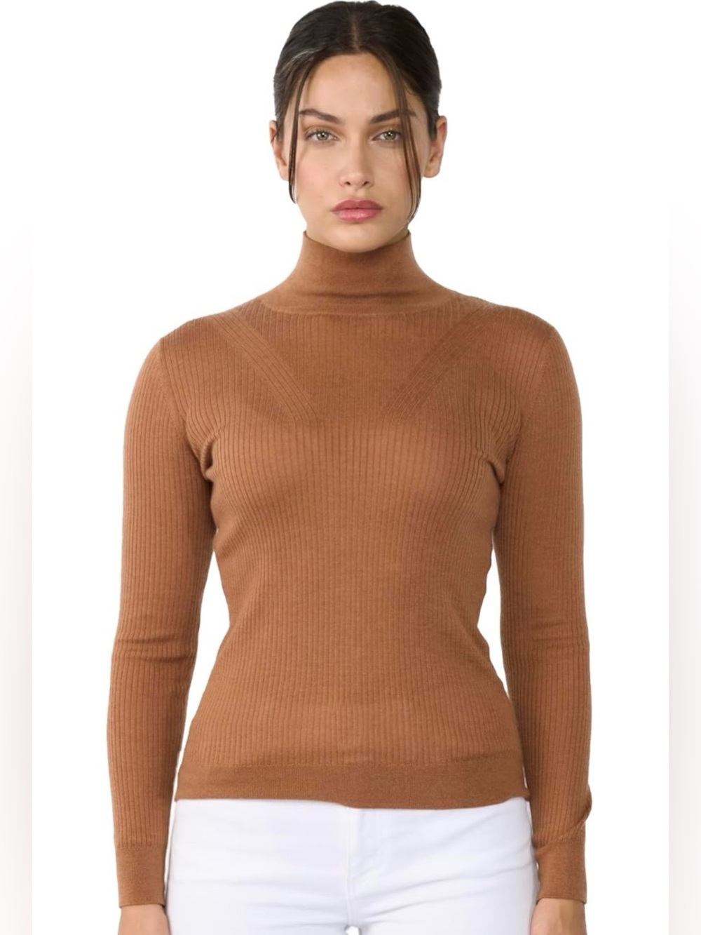 Jennie Liu | Tissue Weight Cashmere Silk Rib-Knit Turtleneck Sweater, Size XL